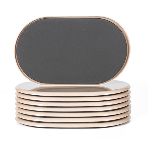 8 Pcs 5 3/4'' x 9 1/2" Furniture Sliders Pads for Hardwood Floors - size: 9 1/2" Oval-8 Pack Beige