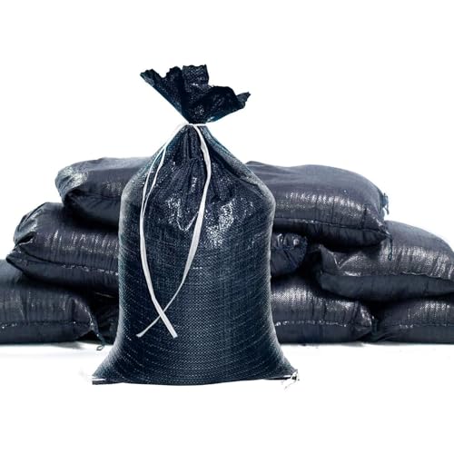 Sandbaggy Heavy Duty Black Sandbags – 14x26 in Empty Poly Bags w/ 4000 HR UV Protection – Ultra-Tough Sand Bags for Flooding, Construction & Barriers – Military Grade (5)