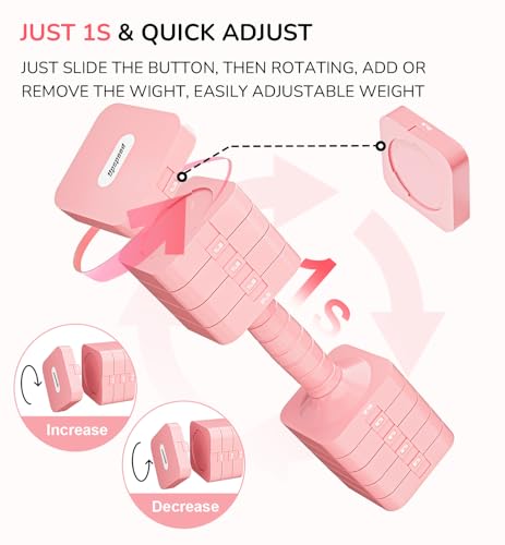 16LBS 20LBS Adjustable Dumbbell Set Dumbbells Sets Hand Weights for Women Men Free Weights Dumbbells Set Exercise Fitness dumbbell sets of 2 for Home Gym Workout Strength Training Equipments - color: Pink, style: 10LB Each [20 LBS Pair]