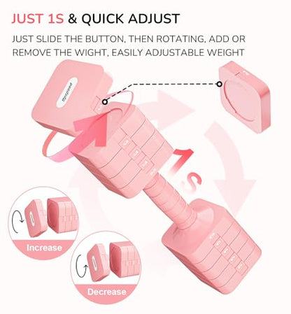 16LBS 20LBS Adjustable Dumbbell Set Dumbbells Sets Hand Weights for Women Men Free Weights Dumbbells Set Exercise Fitness dumbbell sets of 2 for Home Gym Workout Strength Training Equipments - color: Pink, style: 10LB Each [20 LBS Pair]