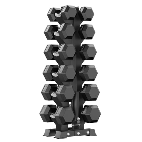 PAPABABE Hex Dumbbell Sets with Rack, 100-600lb Rubber Coated Dumbbell Weight Set and Storage Rack, Multiple Options Hand Weights for Strength Training - style: 510lb Set (Pair of 30, 35, 40, 45, 50, 55lb)