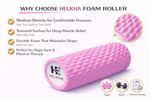 Pink Foam Roller-Medium Soft Density Muscle for Muscle Recovery, Yoga, Pilates & Physical Therapy