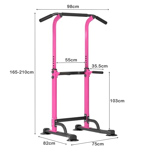 Adjustable Pull Up Bar Free Standing, Steel Pullup Dip Station for Home Gym, Portable Power Tower Pull Up Bar with Widened Base for Tall man, 400 LBS