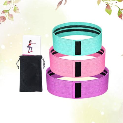 INOOMP Resistance Hip Bands Set of 3 with Anti-Slip Natural Latex, Butt Lifting and Leg Workout Fitness Bands for Squats and Glute Training with Mesh Bag and Instruction Guide