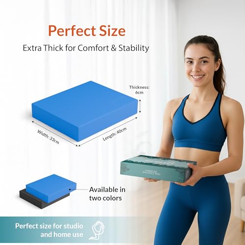 Balance Pad – High-Density Foam Balance Pad Physical Therapy for Stability & Strength, Exercise Foam Pad for Balancing, Non-Slip Lightweight Trainer for Home Gym & Rehab (Blue)
