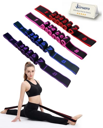 Fitness Resistance Bands for Stretching, Stretch Band for Working Out, Numbered 8 Section Adjustable Elastic Strap, Yoga Pilates Flexibility Training, Multifunction Full Body Leg Stretcher