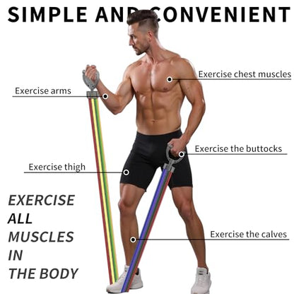 Resistance Bands Set 17 Piece - Exercise Tubes with Handles, Door Anchor, Ankle Straps & Carry Bag - Home Workouts & Muscle Toning