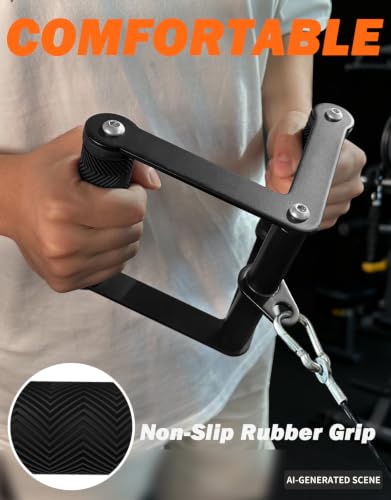 Fitarc Double D Row Handle Cable Attachments for Gym, Non-Slip V Bar Attachment for Home Gym Equipment, T Bar Row Attachment for Back Training, LAT Pulldown Attachments and Cable Machine Attachment - color: Black Three-piece Set