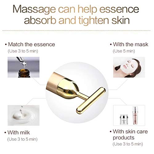 Beauty Bar 24k Gold Skin Care Face Massager Roller, 2 in 1 Electric 3D Roller and T Shape Energy Beauty Bar for Face Lift and Skin Tightening, Handheld Massagers