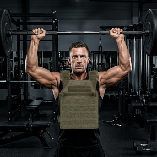 Adjustable Weighted Vest Fitness Sport Training Strength and Endurance Training,Quick Release with Molle for Running,Fitness Workouts - color: Green