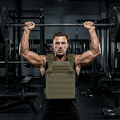 Adjustable Weighted Vest Fitness Sport Training Strength and Endurance Training,Quick Release with Molle for Running,Fitness Workouts - color: Green