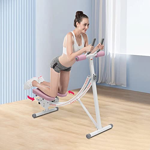 Ab Machine for Home Gym, 330lbs Capacity Dual-Track Ab Roller with Rotating Knee Pad & LED Display, Foldable Abdominal Exercise Equipment for Core Workout, Men & Women