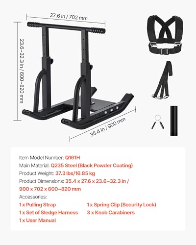 VEVOR Weight Sled,Workout Sled for Push-Pull Running & Strength Training - color: Black