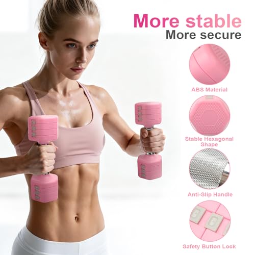20LBS Adjustable Dumbbells Set, 4 in 1 Free Weights Dumbbells Set, 4lb 6lb 8lb 10lb with Metal Non Slip Handle, Quick Change Women/Men Dumbbell Set for Home Gym Exercise Training