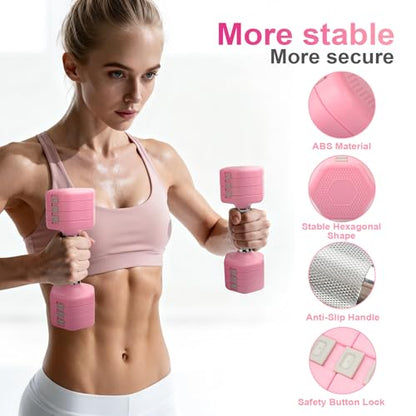 20LBS Adjustable Dumbbells Set, 4 in 1 Free Weights Dumbbells Set, 4lb 6lb 8lb 10lb with Metal Non Slip Handle, Quick Change Women/Men Dumbbell Set for Home Gym Exercise Training