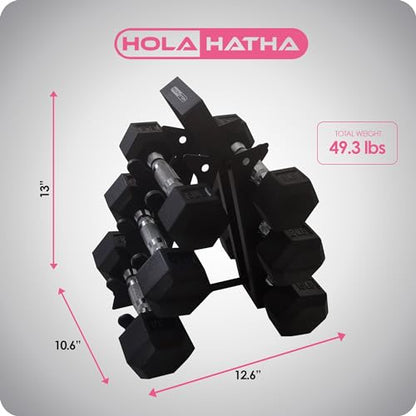 Hexagonal Dumbbell Free Hand Weight Set w/Rack