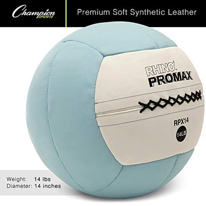 Champion Sports Rhino Promax Wall Balls - Soft Shell Non-Slip Grip for Weightlifting, Plyometrics, Cross Training, & Home Gym - style: 14 LBS