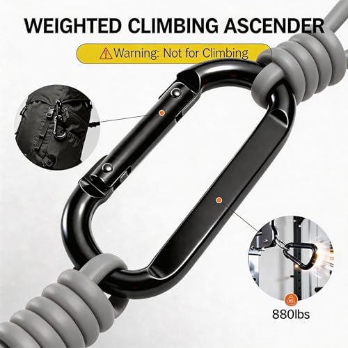 Resistance Exercise Band & Battle Rope Anchor Strap Accessory w/Carabiner | Heavy-Duty Nylon Strap with Neoprene Padding,880LBS Carabiner,Home Gym,Outdoor Parks,Door Frames,Trees,Poles,Fences
