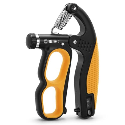 Grip Strength Trainer Adjustable 22-330 lbs, Hand Gripper Strengthener with Counter, Heavy Duty Forearm Strengthener, Wrist & Finger Exerciser, Grip Trainer for Hand Strength, Rehab & Workout, Orange