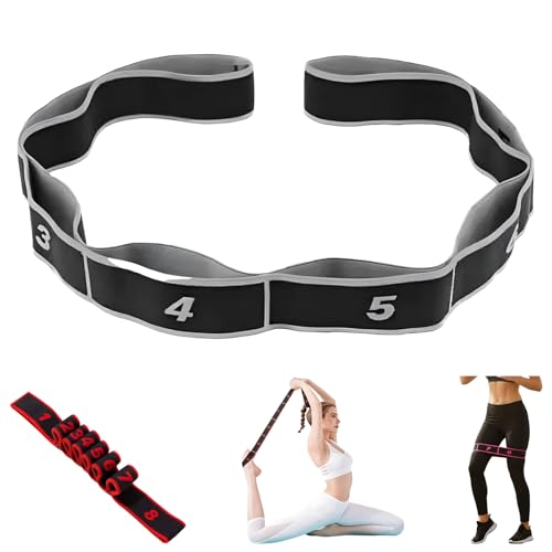 Fitness Resistance Band for Stretching and Yoga, Stretch Strap, Elastic Yoga Stretching Strap, Multi-Loop for Physical Therapy, Pilates, Yoga, Dance & Gymnastics Exercise - color: Gray