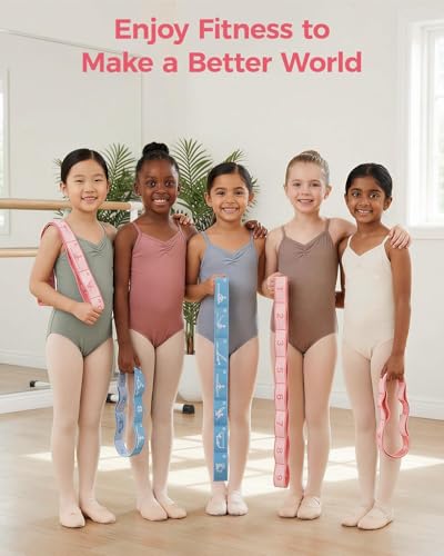 2 PCS Stretch Strap for Kids Gymnastics Multi-Loop Elastic Strap for Ballet, Latin, Dance, Yoga, Children Flexibility Training & Exercise Resistance Yoga Band- 8 Loops
