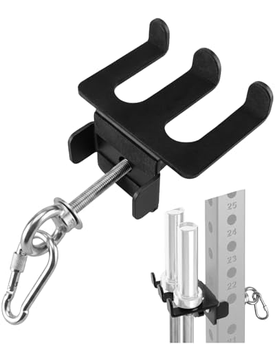 2-in-1 Olympic Barbell Holder Compatible with 2x2 2x3 Power Rack, Heavy Duty Barbell Storage with Resistance Band Anchor, Steel Bar Hanger for 5/8-1 Inch Holes - size: 3x3 Power Rack