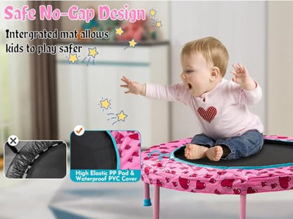 No-Gap 36'' Trampoline for Kids Toddler with Safety Pad, 36 inch Mini Trampoline with Heavy Duty Frame Indoor, Small Trampolines Max Load 220lbs, Gifts for Boys and Girls