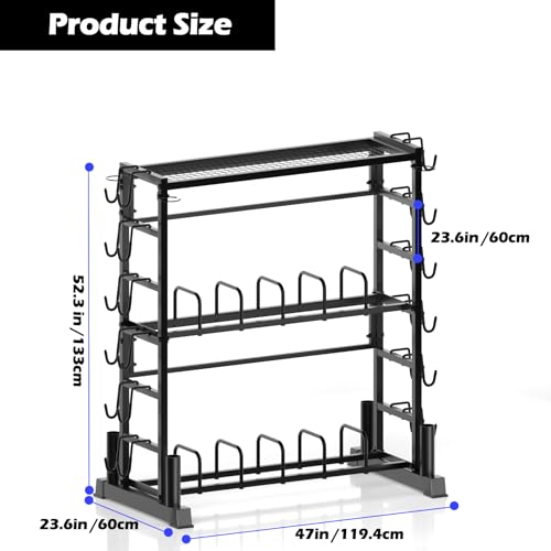 Dumbbell Rack - Weight Plate Rack for Home Gym, Peloton Weights for 2700lbs Large 3 Tier Kettlebell Barbell Rack Workout Equipment Strength Training Dumbbell Organization Stand Only