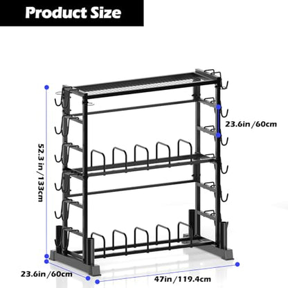 Dumbbell Rack - Weight Plate Rack for Home Gym, Peloton Weights for 2700lbs Large 3 Tier Kettlebell Barbell Rack Workout Equipment Strength Training Dumbbell Organization Stand Only