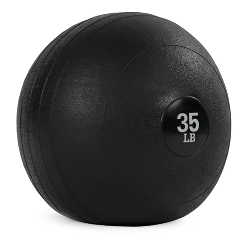 Titan Fitness Rubber Slam Ball, Dead Weight Ball Absorbs Impact, Minimal Bounce, Textured Surface for Strength and Conditioning, Cardio Workouts, Full Body Workout - style: 35 LB