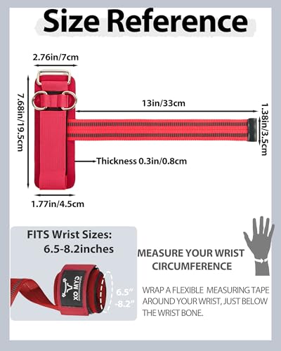 2-in-1 Weight Lifting Straps with D Ring, 7mm Neoprene Padded Wrist Support for Men & Women, Heavy Duty Gym Wrist Straps & Cable Machine Attachment for Gym, Powerlifting, Rows, Pull-ups