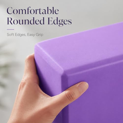 High Density EVA Foam Yoga Block Support and Stability for Stretching, Workout, Pilates at Home and Gym - color: Purple