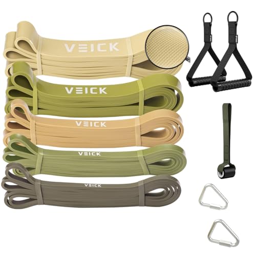 VEICK Pull Up Assist Resistance Bands for Home Gym - color: Green Set of 5 + Handles