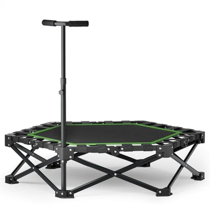 East Mount 42" Folding Fitness Trampoline for Adults, Foldable Mini Trampoline with Handle, Exercise Rebounder, Small Trampoline for Adults, Max Load 440lbs, for Indoor Garden Workout’