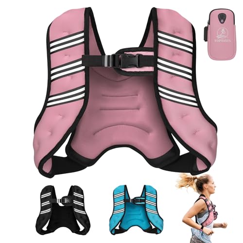 Weighted Vest for Women Men, 6lb/8lb/12lb/16lb/20lb/25lb/30lb Adjustable Weight Vest with Reflective Stripes for Workout, Strength Training, Running, Fitness, Muscle Building, Weight Loss, Rucking Vest With Phone Pouch