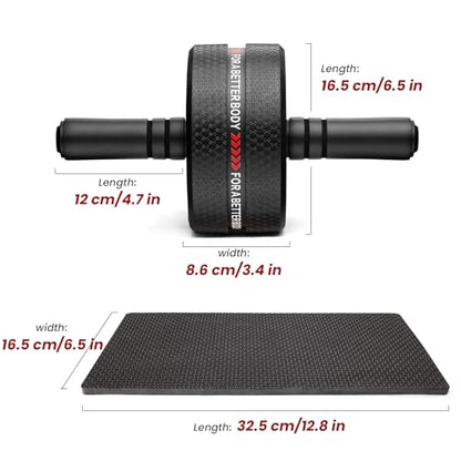 Upgraded Ab Roller Wheel. Abdominal Training Roller for Men/Women, Abdominal Wheels Widened to 3.4 ", Rubber Tread of The Abdominal Wheel Upgraded, Max Weight 490 lbs - color: Red