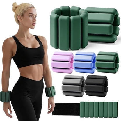 Weighted Bangles for Wrist and Ankle Weights for Women 1LB Each (Set of 2) | Workout Weights for Yoga, Pilates & Walking | Leg & Arm Weights Men GREEN