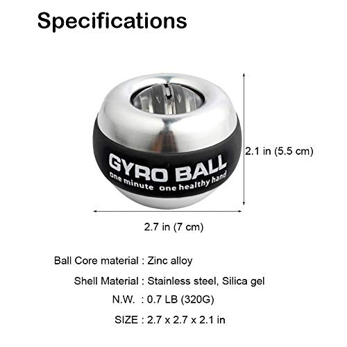 Auto-Start Wrist Power Gyro Ball with LED Lights, Wrist Strengthener and Forearm Exerciser for Stronger Arm Fingers and Muscle - color: Colourful Light-Metal