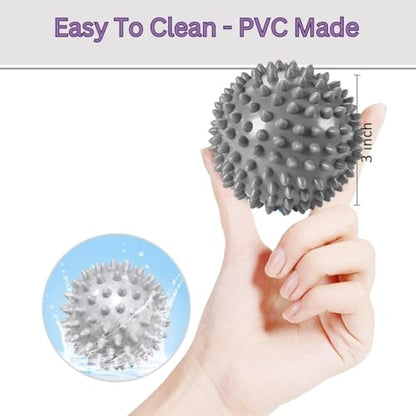 Plantar Fasciitis Foot Massage Ball for Pain Relief - Firm & Spikey Set of 2 - Spiky Reflexology, Neck, Trigger Point Therapy, Myofascial Pain Massage On Sore Muscles - Manual Massager for Back, Feet
