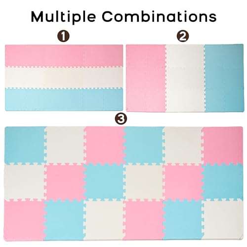 Interlocking Foam Floor Tiles 18-Pack Set, Thick EVA Exercise Foam Mats 12"x12", Non-Slip Gym Yoga Mat Waterproof Puzzle Tiles, Non-Toxic Floor Padding for Home Playroom Kids Room, Noise Absorbing Floor Protection