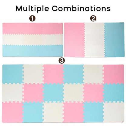 Interlocking Foam Floor Tiles 18-Pack Set, Thick EVA Exercise Foam Mats 12"x12", Non-Slip Gym Yoga Mat Waterproof Puzzle Tiles, Non-Toxic Floor Padding for Home Playroom Kids Room, Noise Absorbing Floor Protection