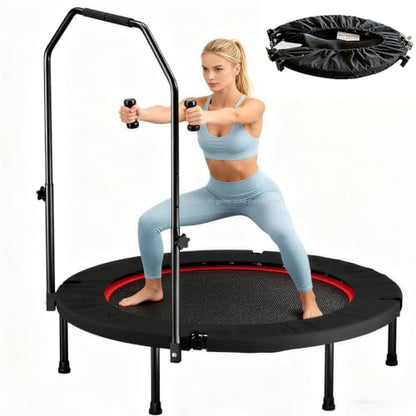 Trampoline, Portable Foldable Trampoline in-Home Mini Rebounder with Adjustable Handle, Exercise Trampoline for Adults, 40" Max Load 330lbs