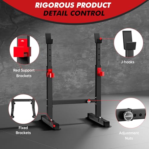 Adjustable Squat Rack, 550LBS Multi-Function Barbell Rack for Weight Lifting and Home Gym Fitness Workout Portable Squat Bench Press - Great for Beginners