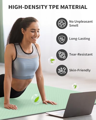 CAMBIVO Yoga Mat 72" x 48" Large Workout Mat for Home Gym Flooring | 6mm-12mm (0.24"-0.48") Extra Thick Exercise Mat for Apartment Fitness | High-Density TPE Cushioning for Joint Protection