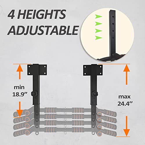 Wall Mounted Pull Up Bar and Dip Station, Heavy Duty Wall Mount Pull-up Chin Up Bar Multifunctional Home Gym Workout Indoor Exercise Equipment Support to 440 Lbs