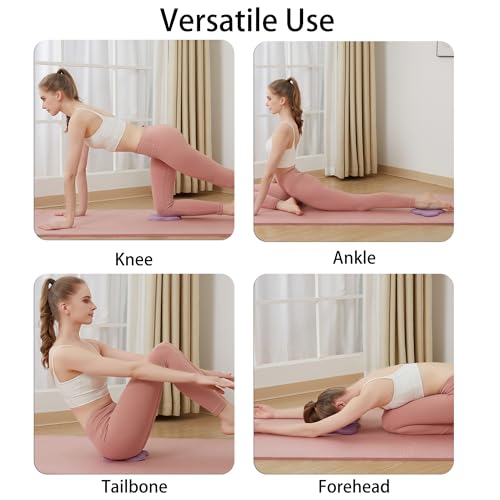 Premium Exercise Knee Support Set of 10 | Thick Foam Yoga Pilates Cushion for Women Men | Knees Elbows Wrists Hands Head Protection - color: Purple