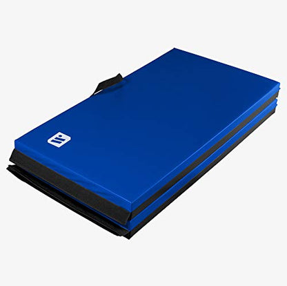 We Sell Mats 4 x 8 ft Folding Exercise Mat, 2 Inch Thick Personal Fitness & Home Gym Mat for Yoga, Pilates, Stretching & Workouts - color: Black / Blue