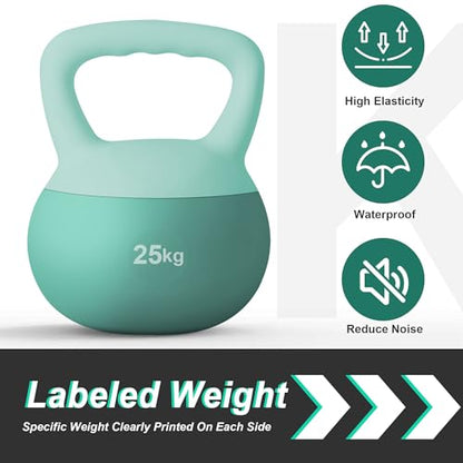 DlandHome Kettlebell Weights Strength Training Kettlebell-Great for Full Body Workout and Strength Training,Easy Grip Handle,PVC Filled with Iron Sand - color: Mint Green-25lbs