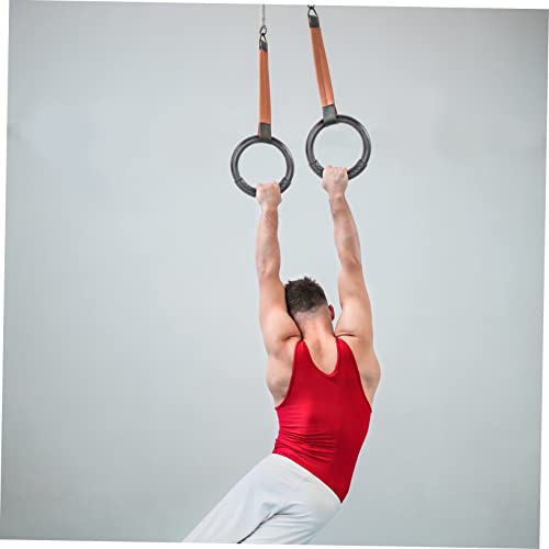 TOYANDONA 1pair Abs Gymnastic Rings for Fitness Workouts Home Exercise Equipment for Full Body Strength Training Straps Black Design for Pull Ups Dips