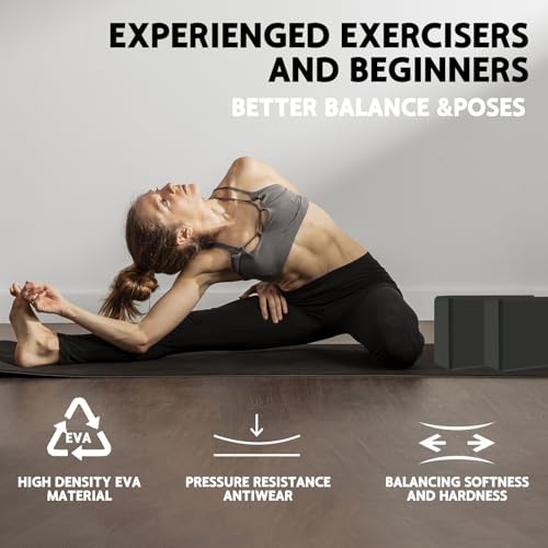 Yoga Block - Supportive Latex-Free Eva Foam - Soft Non-Slip Surface with Beveled Edges for Yoga, Pilates, Meditation - Yoga Accessories for Stability, Balance, Deepen Stretches
